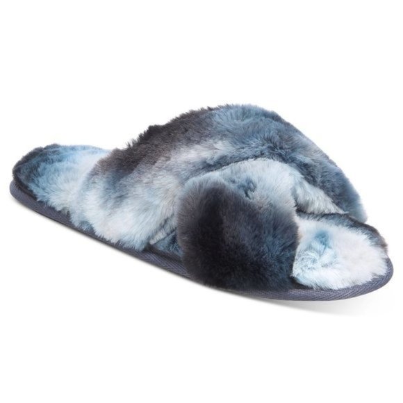 JENNI Women's Crisscross Faux Fur Slide Boxed Slippers  NWT - Picture 1 of 3